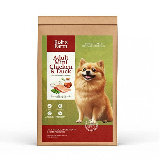 Rolf's Farm Dog Adult Mini Chicken and Duck - Суха храна за кучета от мини породи с пилешко и патешко, 4 кг