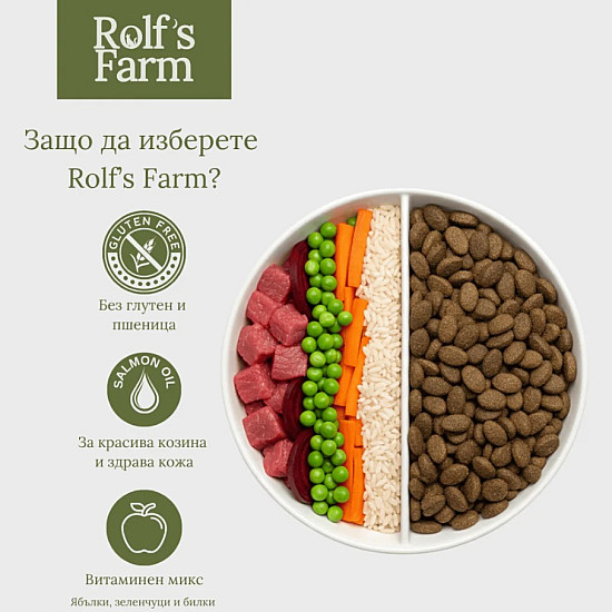 Rolf's Farm Dog Adult Mini Chicken and Duck - Суха храна за кучета от мини породи с пилешко и патешко, 4 кг