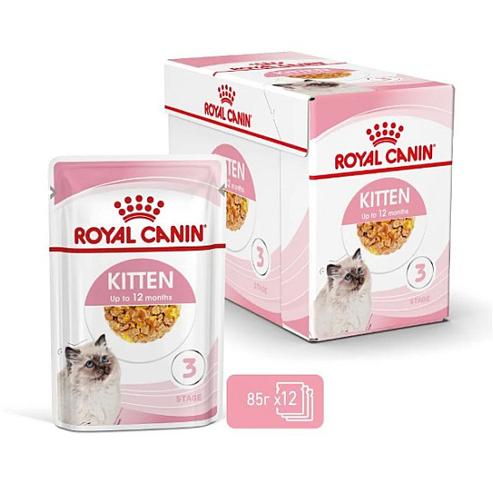 Royal Canin Kitten in Jelly Pouch - Пауч за подрастващи котенца хапки в желе 12x85g