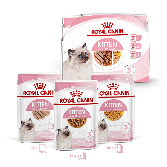 Royal Canin Kitten Multipack - Пълноценна мокра храна за котенца и бременни котки - 4х85 гр