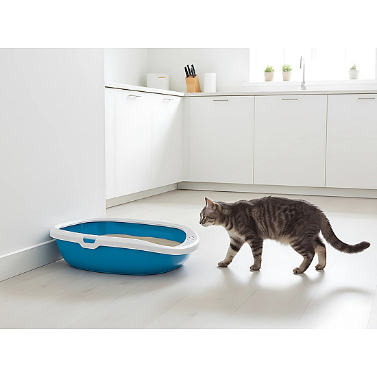 Котешка тоалетна Savic Gizmo - синьо с бял борд