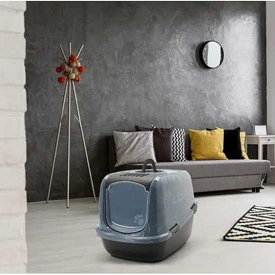 Savic Nestor Jumbo Marble - Закрита котешка тоалетна черен мрамор/черно, 66.5 х 48.5 х 46.5 см