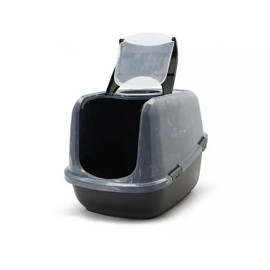 Savic Nestor Jumbo Marble - Закрита котешка тоалетна черен мрамор/черно, 66.5 х 48.5 х 46.5 см