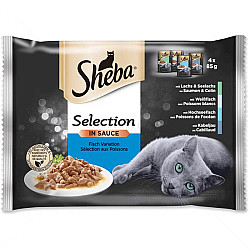 Sheba Selection in sauce Adult - пауч за котки рибен микс 4x85 гр