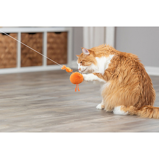 Играчка за коте - пиле с ластик