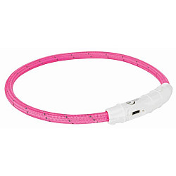 Светещ нашийник за кучета - Trixie Nylon Pink USB