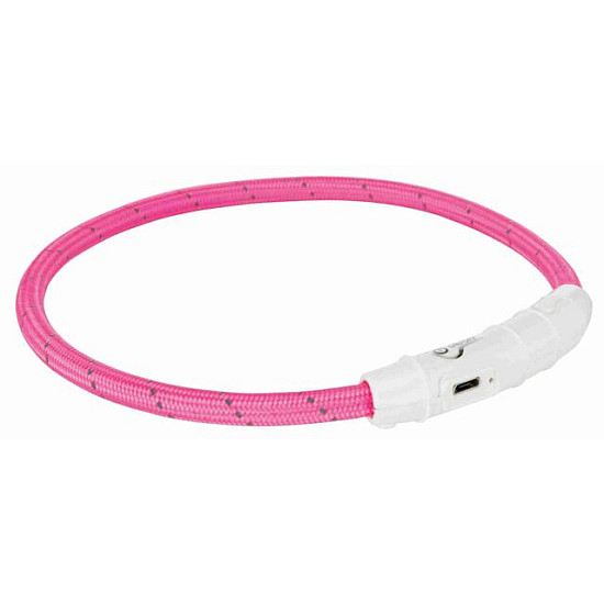 Светещ нашийник за кучета - Trixie Nylon Pink USB