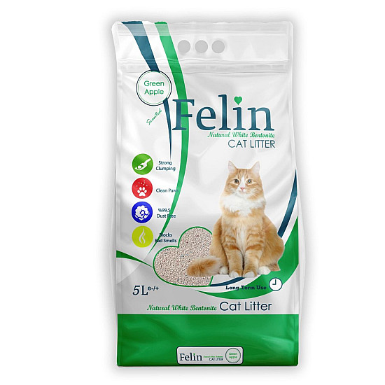 Felin Green apple - котешка тоалетна с аромат на зелена ябълка и висока способност да се слепва на топче