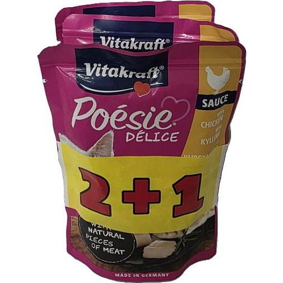 Vitakraft Poesie Chicken - Пауч за котки с пилешко филе - промокомплект 3 бр
