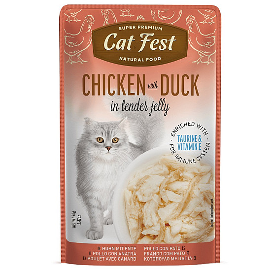 Cat Fest Chicken and Duck in Jelly - Пауч за котки с пиле и патица в желе