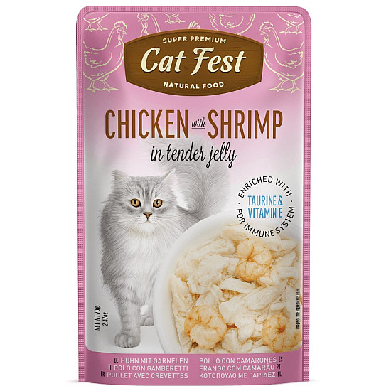 Cat Fest Chicken and Shrimp in Jelly - Пауч за котки с пиле и скариди в желе