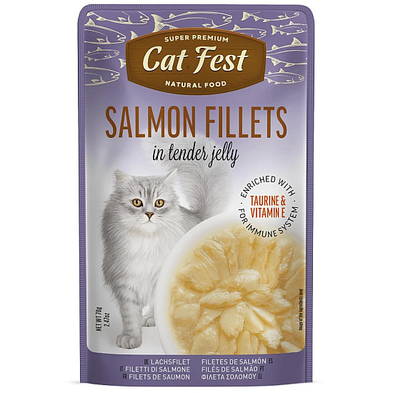 Cat Fest Salmon Fillets in Jelly - Пауч за котка с филенца от сьомга в желе