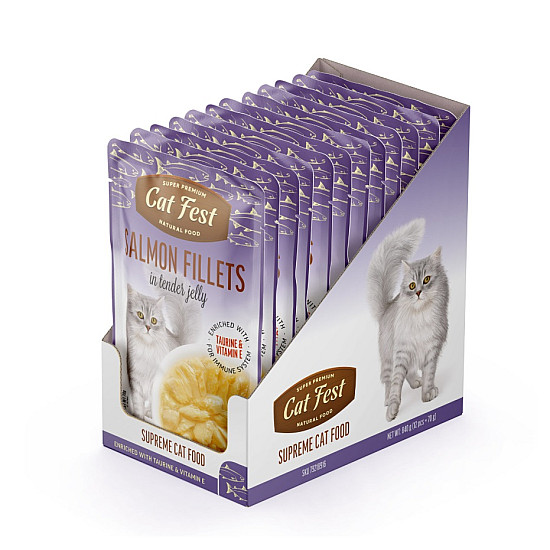 Cat Fest Salmon Fillets in Jelly - Пауч за котка с филенца от сьомга в желе