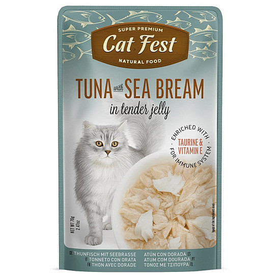 Cat Fest Tuna with Sea Bream in Jelly - Пауч за котки с риба тон и ципура в желе