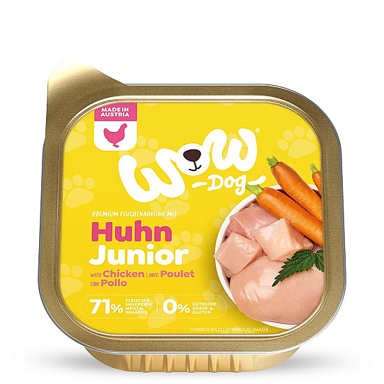 WOW Junior Chicken with Carrots and Nettle - Пастет за малки кученца с пиле, моркови и коприва