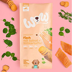 Wow Dog Adult Fish - Суха храна за куче с риба, спанак и сладък картоф