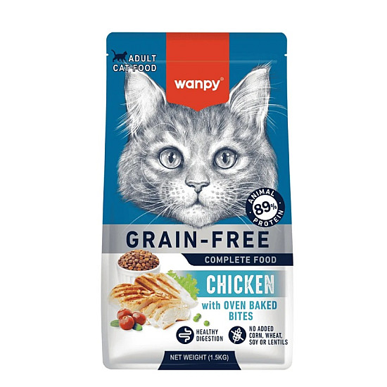 Wanpy Adult Cat  Chicken Grain Free - Суха храна за котки с пилешко, без зърно - 1.5 кг