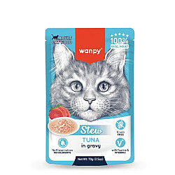 Wanpy Stew Tuna in gravy - Пауч за котки, ароматно стю с риба тон месо в сос - 70 гр