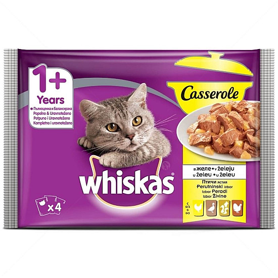 Whiskas Casserol Adult - Паучове с птичи ястия 4х85 гр