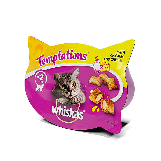 Whiskas Temptations with Chicken and Cheese - Лакомство с пиле и сирене за котки 60гр