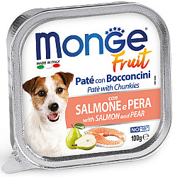 Monge Fruit Pate And Chunkies With Salmon And Pear - Пастет и хапки за кучета със сьомга и круши