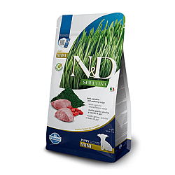 Farmina N&D Spirulina Dog Puppy Mini Lamb - Суха храна за малки кученца от дребни породи с агнешко, спирулина и годжи бери - 2кг