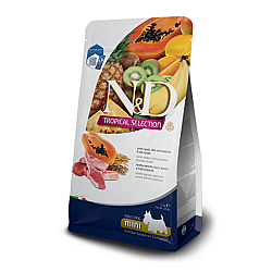 Farmina N&D Tropical Dog Adult Mini Lamb - Суха храна за кучета от дребни породи с агнешко и тропически плодове