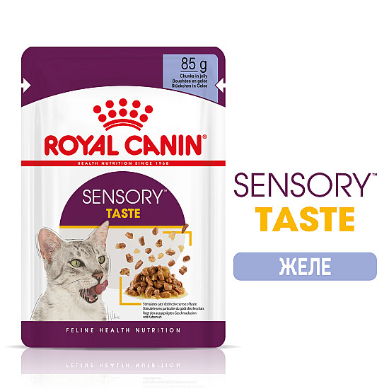 Royal Canin Sensory Taste In Jelly 12x85g - Пълноценна мокра храна хапки в желе в пауч за котки в зряла възраст над 1 година 12 бр по  85 гр