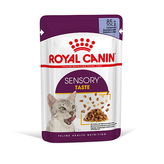 Royal Canin Sensory Taste In Jelly 12x85g - Пълноценна мокра храна хапки в желе в пауч за котки в зряла възраст над 1 година 12 бр по  85 гр