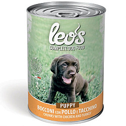 Monge-Leos Chunks with Chicken and Turkey– Puppy 415g-Хапки с пилешко и пуешко – за подрастващи кученца.