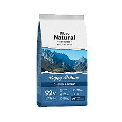 Dibaq Natural Moments Puppy Medium 15kg - пилешко и пуешко за кученца и кърмещи майки от средно големи породи