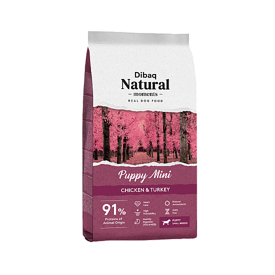 Dibaq Natural Moments Puppy Mini 3kg - храна за кученца и кърмещи майки от малка порода
