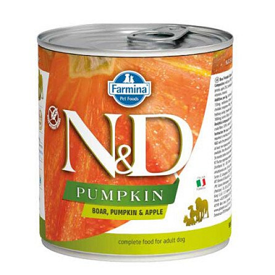 N&D Pumpkin Dog Boar, Pumpkin & Apple 285g-Консерва за кучета с глиганско,тиква и ябълка