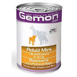 Gemon Adult Mini Chicken and Rice  415g-За кучета от дребни породи над 1г., 2-10кг, консерва хапки с пиле и ориз