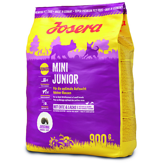 Josera Mini Dog Mini Junior with Duck and Salmon- Пълноценна храна със сьомга и патица за подрастващи кучета от дребни породи
