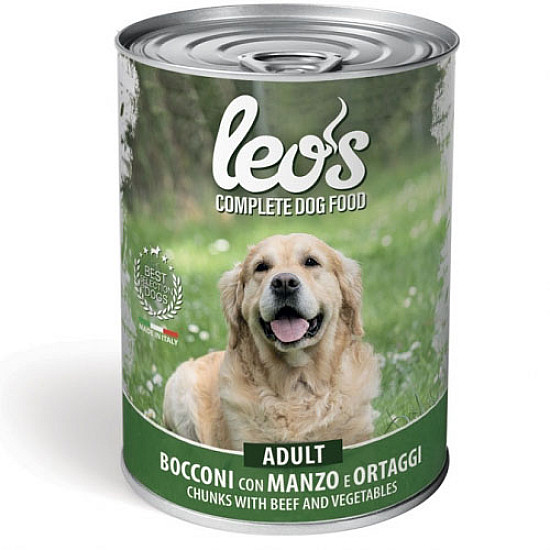 Monge-Leos Chunks with Beef and Vegetables – Adult -Хапки с телешко и зеленчуци – за кучета в зряла възраст