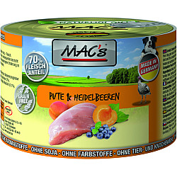 Mac’s Кучешка консерва Dog  with Turkey and Blueberries - пуешко месо и боровинки