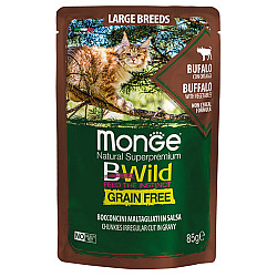 Monge-Bwild Grain Free Large Breeds 85g -биволско със зеленчуци зелен фасул и моркови 