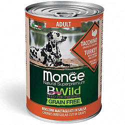 Monge-Bwild Grain Free – Turkey with Pumpkin and Zucchini – Adult-400g- С пуйка, тиква, тиквички.