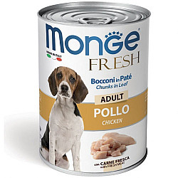 Monge-Fresh  Dog Adult Chunks in Loaf with Chicken 400g – консерва с пилешко – хапки в пастет за кучета в зряла възраст.