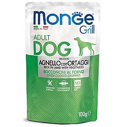 Monge-Grill Chunkies with Lamb and Vegetables 100g- Пауч хапки на грил с агнешко и зеленчуци.