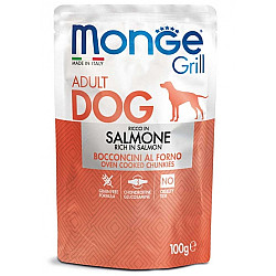 Monge-Grill Chunkies with Salmon 100g-Пауч хапки на грил със сьомга.