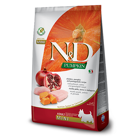 N&D Mini Adult Chicken & Pomegranate – храна за кучета с пиле, тиква и нар