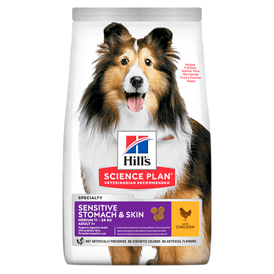 Hill’s Adult Sensitive Stomach & Skin - с пилешко за чувствителни стомах и кожа