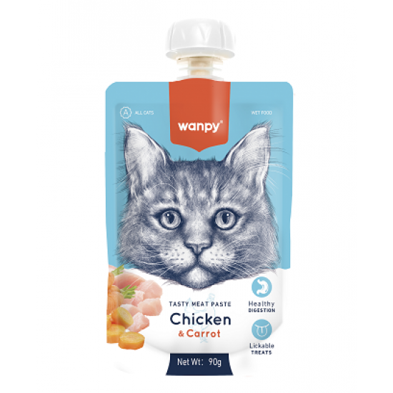 Wanpy Tasty Cat - Месна паста пиле и морков - 90 гр