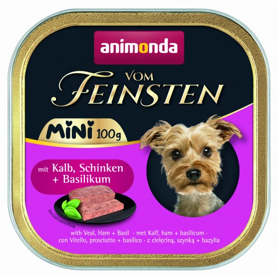 Vom Feinsten Adult Mini Dog Veal with Ham and Basil - Пастет за кучета от дребни породи с телешко, шунка и босилек - 100 гр