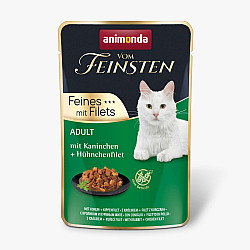 Vom Feinsten Adult Cat with Rabbit and Chicken Filet  - Пауч за котки със заешко и пилешки филенца - 85 гр