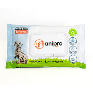 Anipro - Антибактериални биоразградими хигиенни кърпички за кучета и котки - 40 бр Anipro - Антибактериални биоразградими хигиенни кърпички за кучета и котки - 40 бр