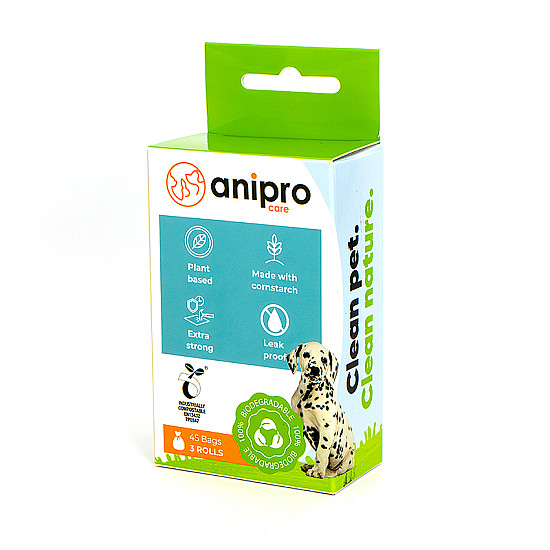 Anipro - Компостируеми хигиенни торбички за кучешки отпадъци - 3 х 15 бр