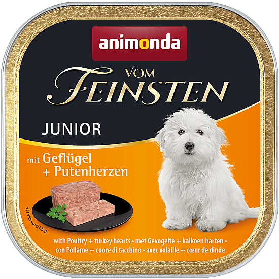 Vom Feinsten Junior Chicken and Turkey Hearts - Пастет за малки кученца над 35 дена с пиле и пуешки сърца - 150 гр